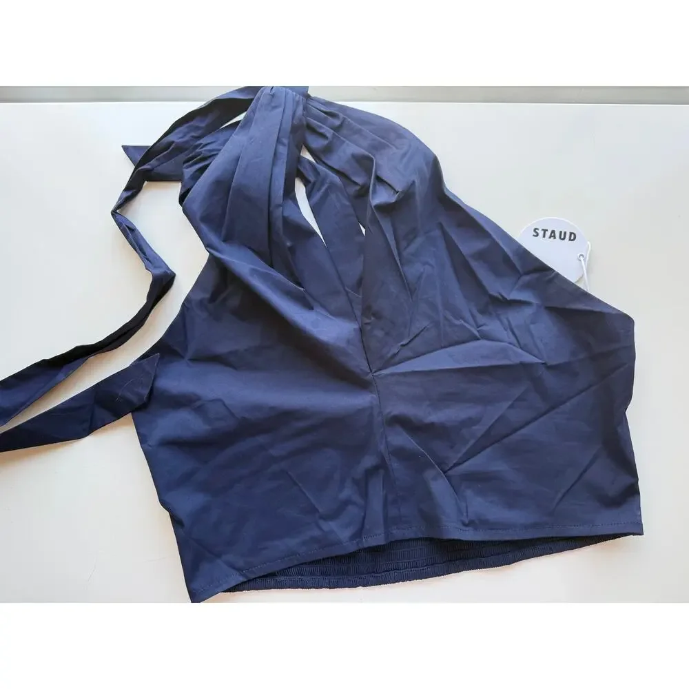 Staud Smocked Kai Halter Top Navy NWT (sz XL)